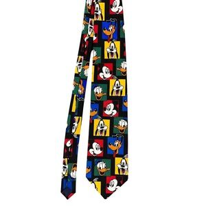 Vintage Disney Tie Mickey And Friends 90s Color Block Cartoon Novelty Pluto